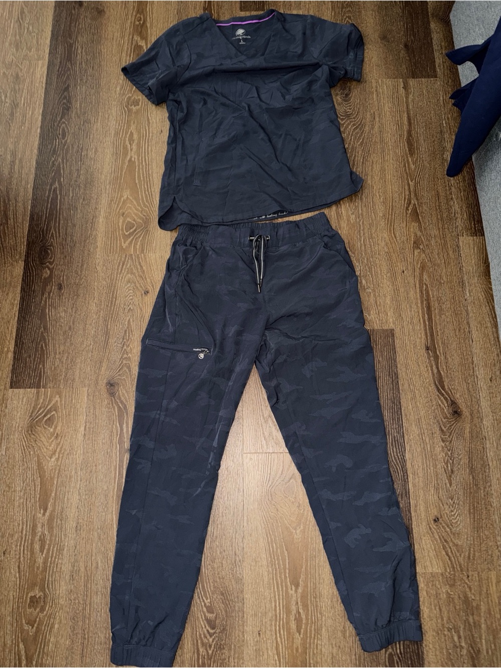 healing hands charcoal Camouflage Jogger Scrub Set